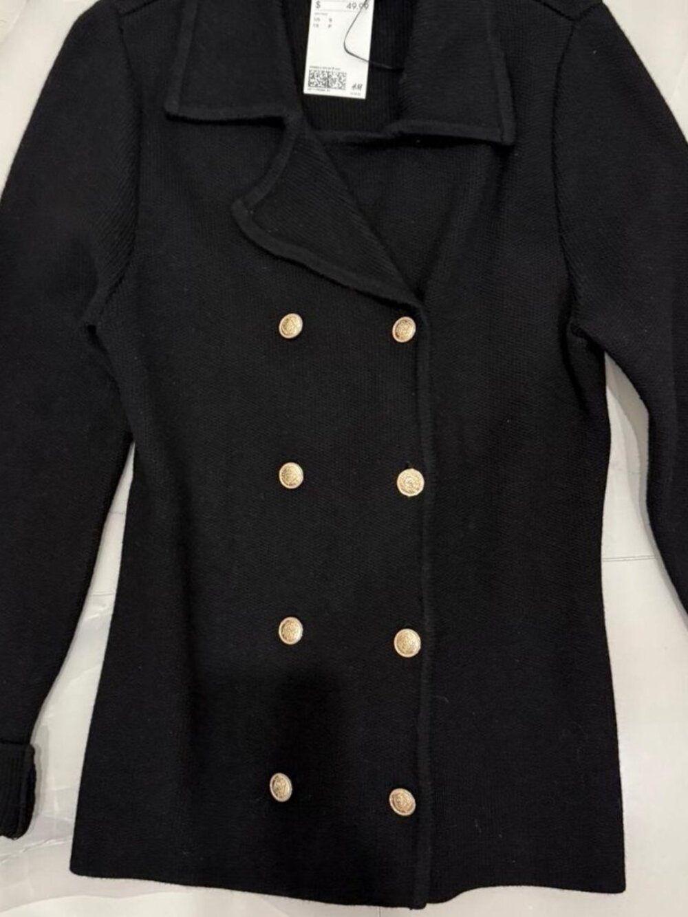 Black H&M peacoat with gold buttons brand new with tags size small